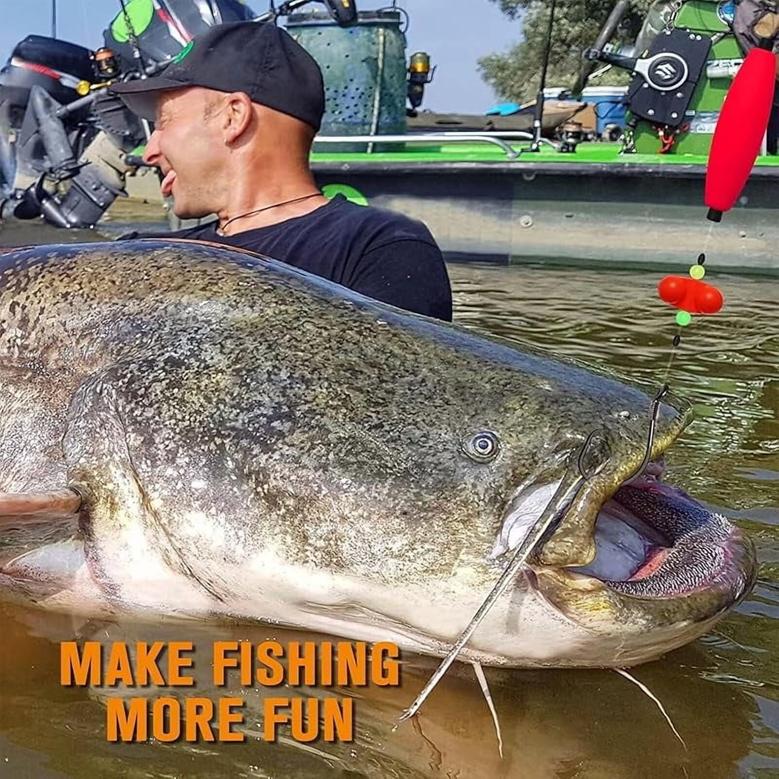 Catfish Fishing Set, Fishing Hook Set Catfish, Takedown Rigs Catfishs Float Rigs Consists of Float Beads and Circle Hooks with Rattler Fishing Equipment, (6 Set 6/0)