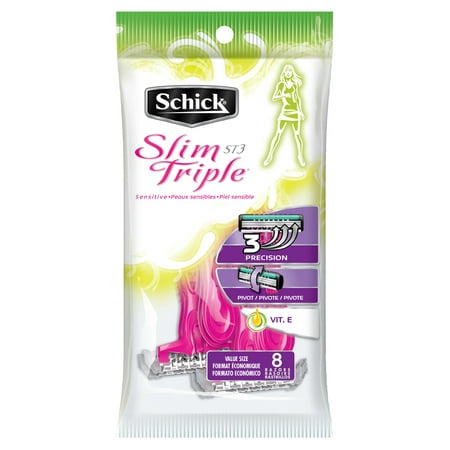Schick Slim Triple ST3 Sensitive Skin Women's Disposable Razor - 8