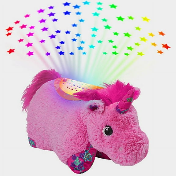 Pillow Pets 11" Pink Unicorn Plush Decorative Pillows, Projects Light & Glows