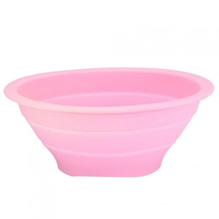 

Household Portable Reusable Silicone Folding Drain Basket Food Strainer Kitchen AccessoryPink