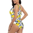 thumbnail image 4 of Sikiie Tropical Lemon Print Women One Piece Swimsuits Tummy Control One Shoulder Bathing Suits Ruffle Swimwear, From S to XXL-XX-Large, 4 of 6