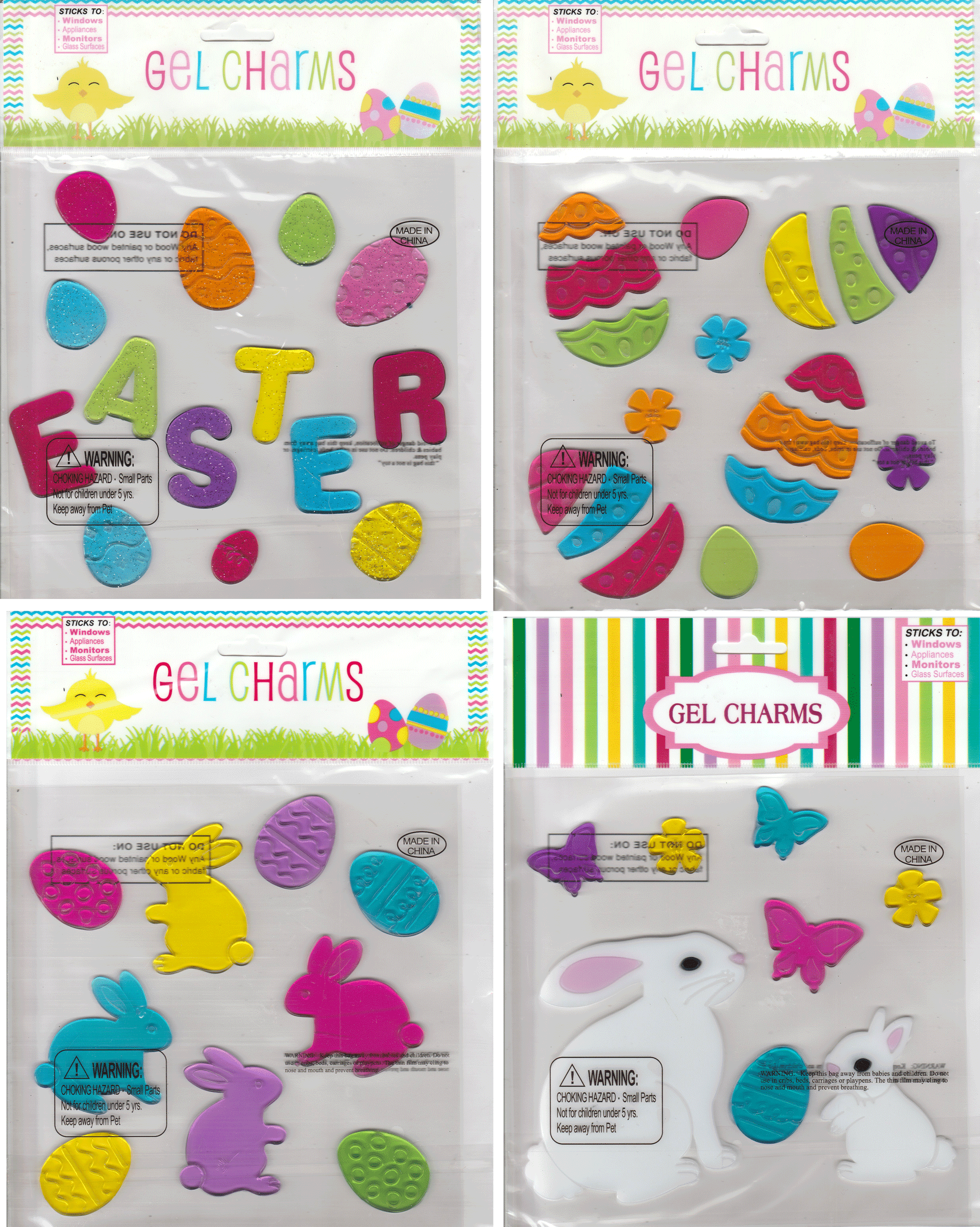 Easter 10 Pack Egg Window Gel Sticker Cling Decorations