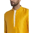 thumbnail image 4 of eloria Solid Dupion Silk Indian Stylish Traditional Men's Kurta With Dhoti Dress Party Wear Set, 4 of 6