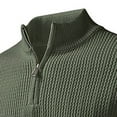 thumbnail image 4 of UVEASISHA Big and Tall Golf Shirts for Men Quarter Zip Pullover Sweaters Fall Long Sleeve Stand Collar Textured Sweater Solid Color Knit Jumper Army Green L, 4 of 6