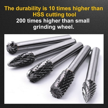 

5Pcs Tungsten Carbide Burr 1/4 Shank CNC Rotary Cutter Files Set
