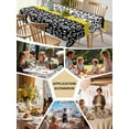 thumbnail image 5 of Black Yellow Table Cloth, Garden Floral Stripe Aesthetic Flower Boho Waterproof Tablecloth for Square Tables, Reusable Washable Fabric Table Cover for Restaurant Kitchen Dining Tables 60"x60", 5 of 6