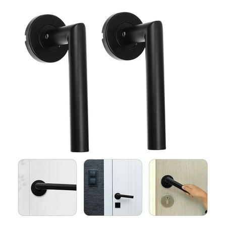 IDEANATEGRATE Interior Door Locks 1 Set Black Stainless Steel for Bathroom and Bedroom Door Safety Lock