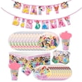thumbnail image 2 of Lindo juego de vajilla para fiesta de cumpleaños de princesa, pancarta, adorno desechable para pastel, bandera colgante, globos de Cenicienta, decoración de cumpleaños, 2 of 4