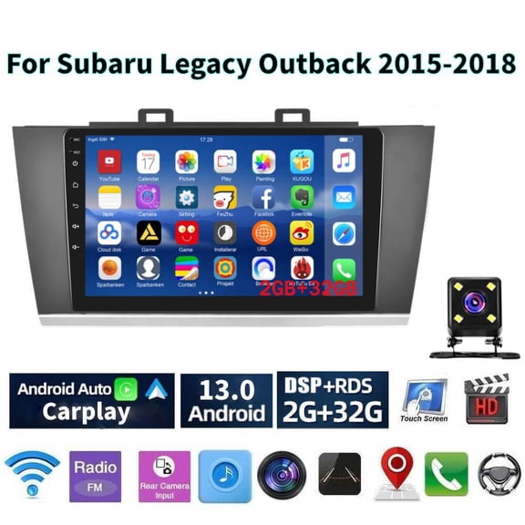 Android 13 Car Radio Stereo for Subaru Legacy Outback 2015-2018, 9" Car Player Support Carplay Android Auto GPS Navigation Wifi Bluetooth SWC USB Rear Camera