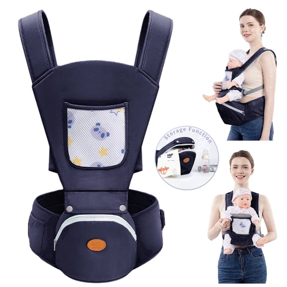 Babyltrl 6-in-1 Baby Carrier with Hip Seat,Ergonomic Baby Wraps Carrier,Head Support and Breathable Mesh for Newborn Toddlers up to 44 lbs,Navy