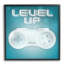 Level Up Vintage Controller Art for Kids Graphic Art Black Framed Art Print Wall Art
