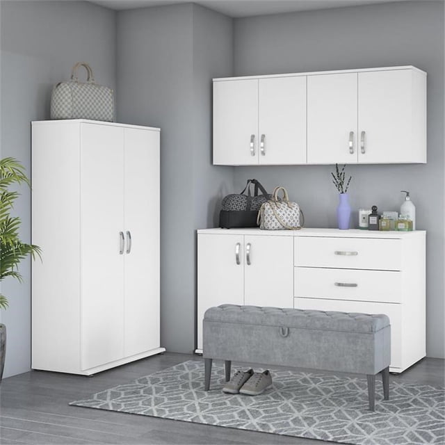 Pemberly Row 5 Piece Modular Closet Storage Set With Cabinets in White