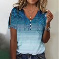 thumbnail image 1 of Fiudx Camisas de Mujer Camiseta de Manga Corta con Cuello En V y Estampado Informal para Mujer, Jersey con Botones, Camiseta de Manga Cruzada de Verano, 1 of 5