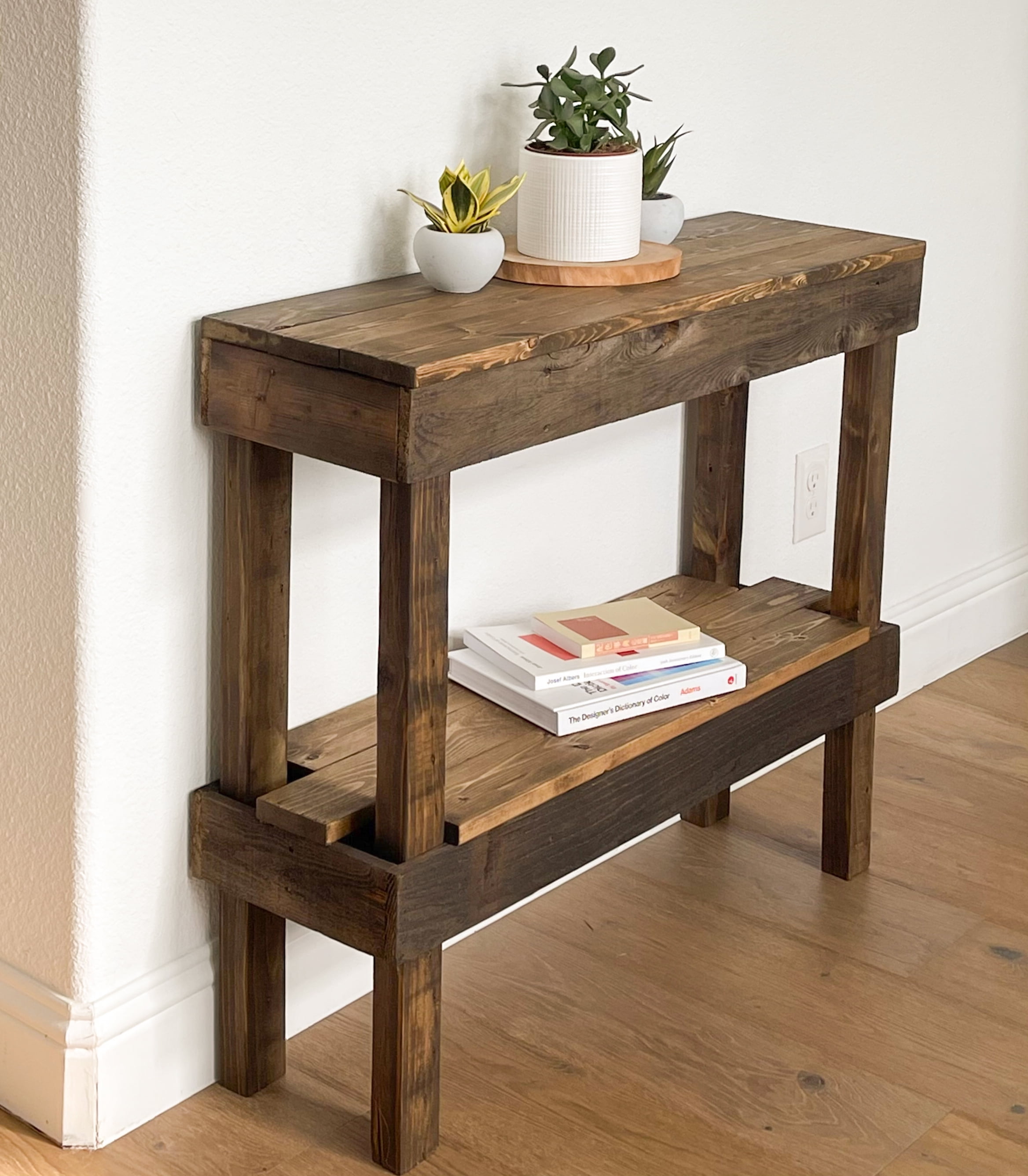 Rustic luxe small wooden sofa table by del hutson designs deals