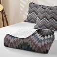 thumbnail image 4 of Erosebridal Vintage Geometric Bed Spread Queen, Traditional Wave Stripe Queen Coverlet Set, Charcoal Mauve Slate 3-Piece, 1 Quilt and 2 Pillowcases, 4 of 7