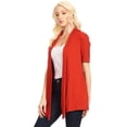thumbnail image 2 of Women's Solid & Printed Short Sleeves Open Front Draped Cardigan, 2 of 5
