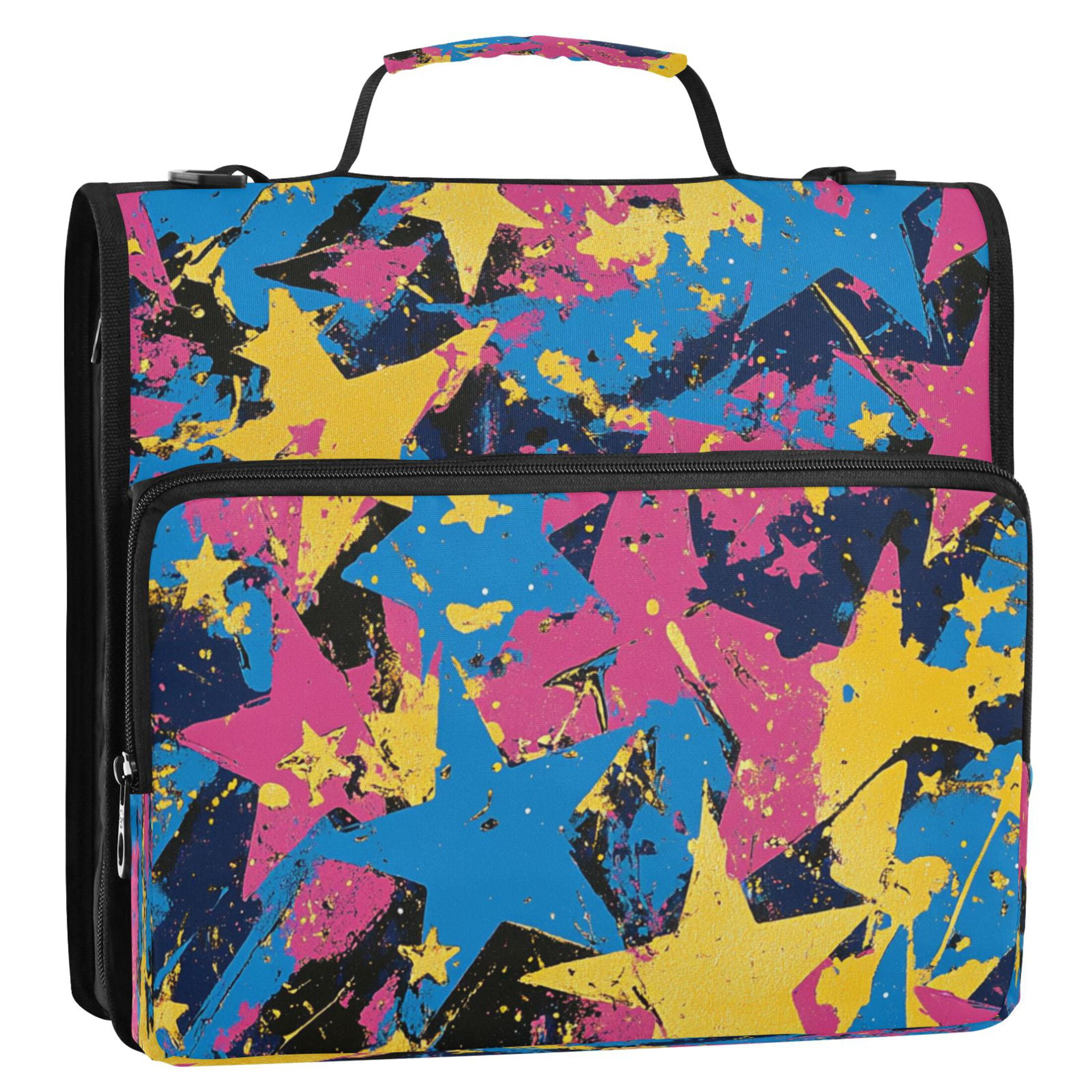 YAZAOO Zipper Binder trapper keeper Documents Organized Design Starry Kaleidoscope Printed
