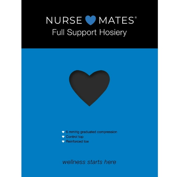 Nurse Mates Full Support Hosiery | 1 Pair | Gentle Compression | Jet Black | Size D