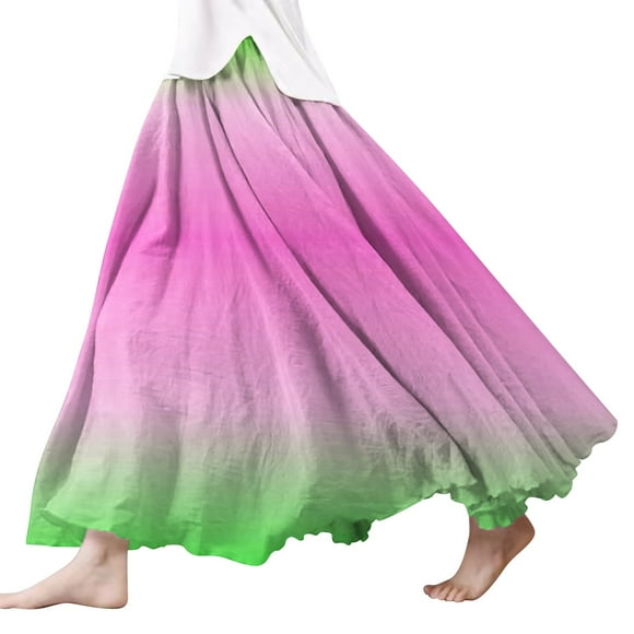 SNOWSONG Fall Skirts for Women 2024 Clearance! Women's Fashion Linen Scalloped Hem Half-Length Skirt, Midi Skirts, Boho Skirts, Floral Skirt 1PC bustle skirt Pink 3XL
