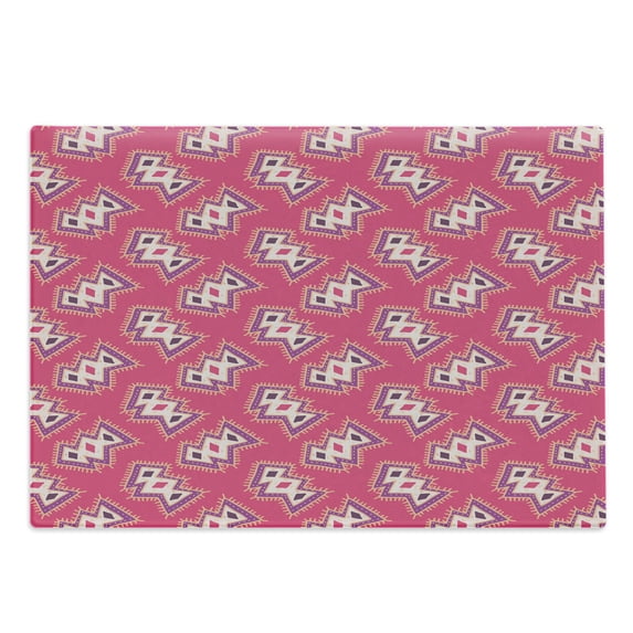 Abstract Cutting Board, Repetitive Retro Print of 90's Style Modern Elements, Decorative Tempered Glass Cutting and Serving Board, in 3 Sizes, by Ambesonne