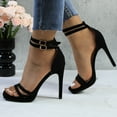 thumbnail image 2 of Women's Double Ankle Strap High Heel Sandals Stiletto Platform Dress Shoes, 2 of 5