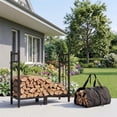 thumbnail image 3 of Étagère Extérieure Robuste pour Bois de Chauffage, Porte-Bûches en Acier Durable avec Housse Imperméable, Organisateur de Rangement en Bois Résistant aux Intempéries pour Patio, Pelouse, Jardin, 2,7 4 6 Ou 8 Pi, 3 of 8