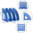 thumbnail image 5 of SAYEEC File Holder Storage Folder 3 Compartment Standing Desktop Hollow Organizer Blue Plastic Paper Notebook Magazine Storage for Office School Home, 5 of 8
