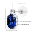 thumbnail image 5 of Gem Stone King 14k White Gold Blue Created Sapphire and White Topaz Earrings for Women (3.36Cttw, GemstoneSeptember Birthstone, Oval 8X6MM, Round 2.5MM), 5 of 5