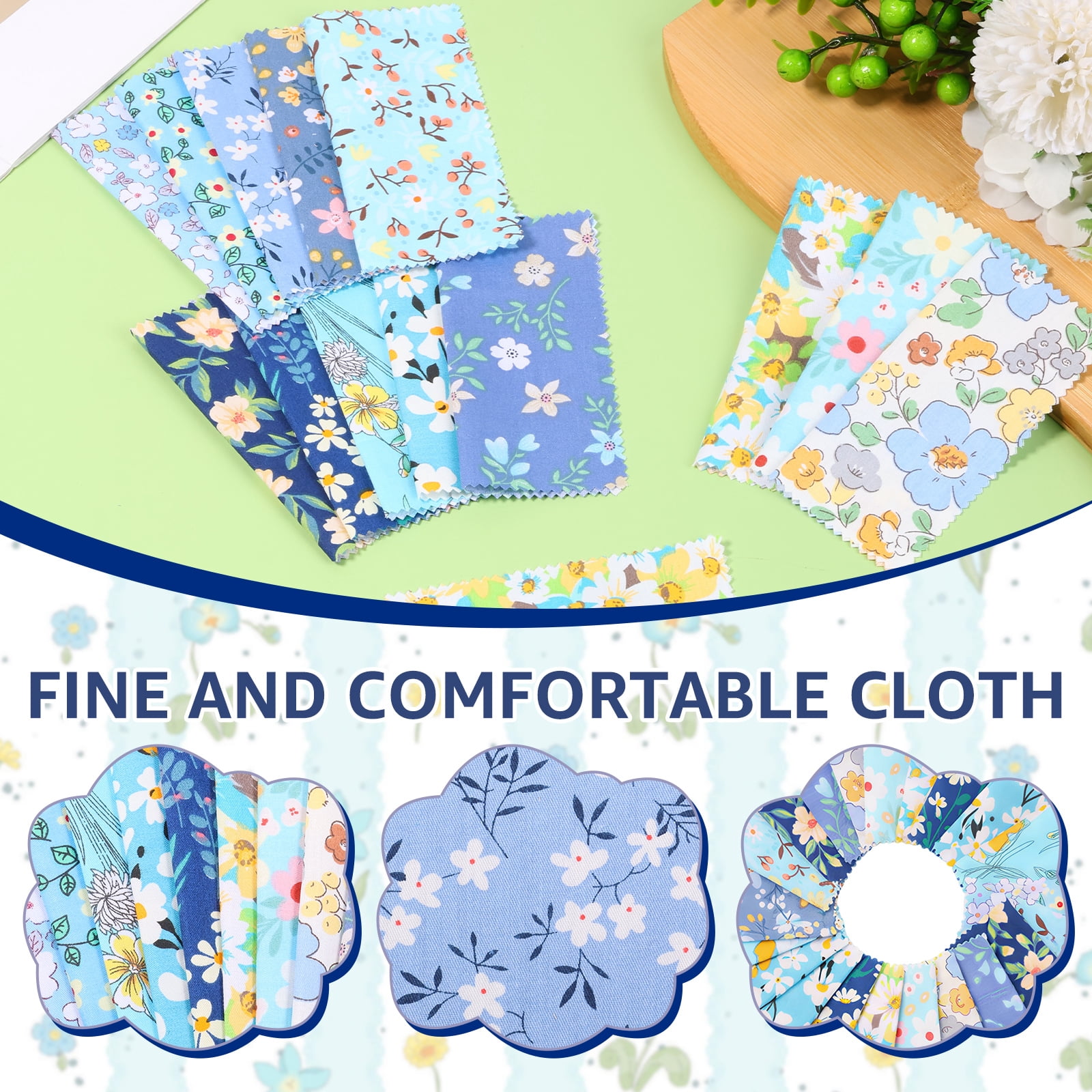 117 PCS 5.5"x 5.5" Cotton Floral Fabric Squares for Quilting Precut Patchwork Fabric Bundle Quilting Supplies for Sewing DIY and Quilting Beginner