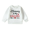 thumbnail image 3 of Honeeladyy Infant Baby Girl Christmas Clothes Fall Spring Letter Long Sleeve Sweatshirt Flare Pants Trendy Outfit Thanksgiving Gift White 12-18Months, 3 of 8