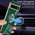 thumbnail image 2 of Compatible for Google Pixel 6A Case Ring Holder Magnet Silicone, Google Pixel 6A Phone Case Thin Protective Case Aesthetic Black 360° Rotatable Metal Stand (Dark Green), 2 of 14
