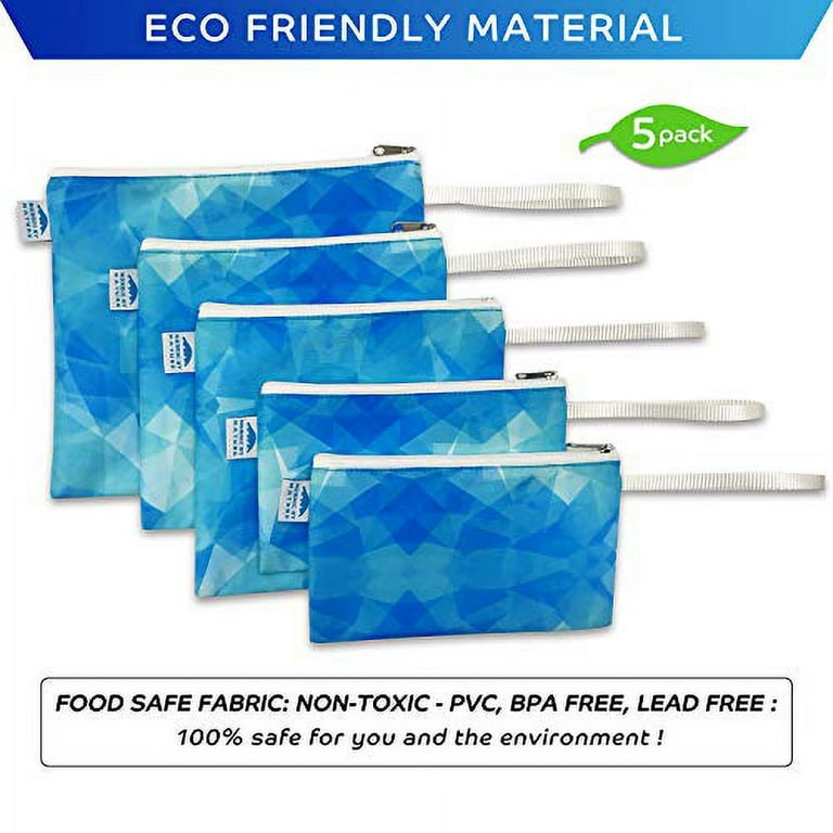 Nordic By Nature nordic by nature reusable sandwich bag snack bags - value  pack of 5 dual layer lunch baggies - dishwasher safe - eco friendly