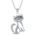 thumbnail image 3 of Cute 2.00 Ct Round Cut Lab Created Diamond Cat Charm Pendant 14k White Gold Finish Silver, 3 of 3