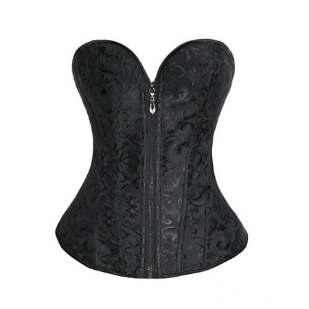 GXFC Women Fashion Basic Zip Up Corset Off Shoulder Sleeveless Bustier Overbust Corset Baby Shaper Lingerie Tops Size XS-6XL