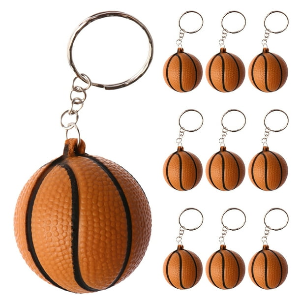WORGEOUS 10PCS Mini Llaveros de Baloncesto Niños Deportes Temáticos Decoraciones de Fiesta Llaveros de Pelotas Deportivas Favores de Fiesta de Baloncesto a Granel Llaveros para Niños para Mochilas