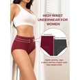 thumbnail image 3 of Ropa interior de algodón Vevmon, cintura alta, cobertura total, para mujer, paquete de 5, 3 of 6