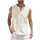 thumbnail image 2 of Camiseta sin mangas con cuello en V para hombre, color liso, moderna, holgada, informal, con cordón y bolsillo, sin mangas, de poliéster, 2 of 6