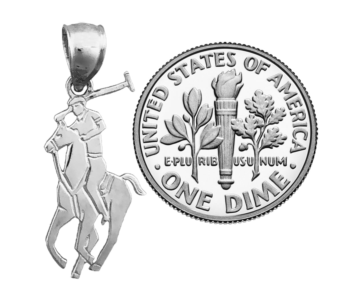 Rhodium Plated 925 Sterling Silver Small Polo Charm