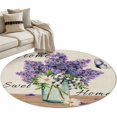 thumbnail image 2 of Area Rug 36in, Vintage Spring Lavender Daisy Floor Carpet Living Room Rug, Butterflies on Linen Non-Slip Welcome Mat Indoor Rugs for Bedroom Dining Room, 2 of 9