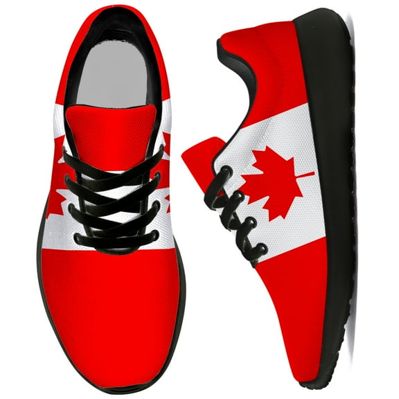 Uminder Womens Tennis Shoes Canada Flag Sneakers Black Shoes Size 8