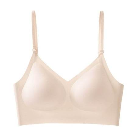 Gnurob Women s Seamless Bras No Underwire Bralettes Cozy Breathable Brassiere Adjustable Strap Bralette Beauty Back Smoothing Bra Everyday lingerie Clearance Saving Beige Medium