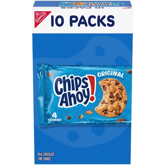 CHIPS AHOY! Original Chocolate Chip Cookies, 10 Snack Packs (4 Cookies Per Pack)