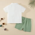 thumbnail image 3 of GYRATEDREAM Toddler Baby Boys Clothes Set Short Sleeve Button-Down Shirt Tops + Cotton Linen Shorts 2PCS Summer Outfit, 4-5Y, 3 of 8