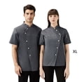 thumbnail image 3 of Sonducket Chef manga corta hombres transpirable Catering uniforme cocina Unisex ropa de trabajo verano accesorio restaurante tienda 4 colores Camisetas Gris vaquero SG Sonducket AP011131-21, 3 of 6