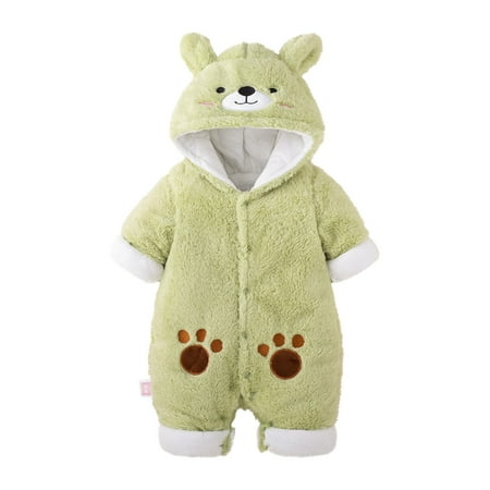 

RPVATI Baby Unisex Long-Sleeve Infant Rompers Winter Cartoon Outfits Hooded Embroidery Warm Jumpsuit