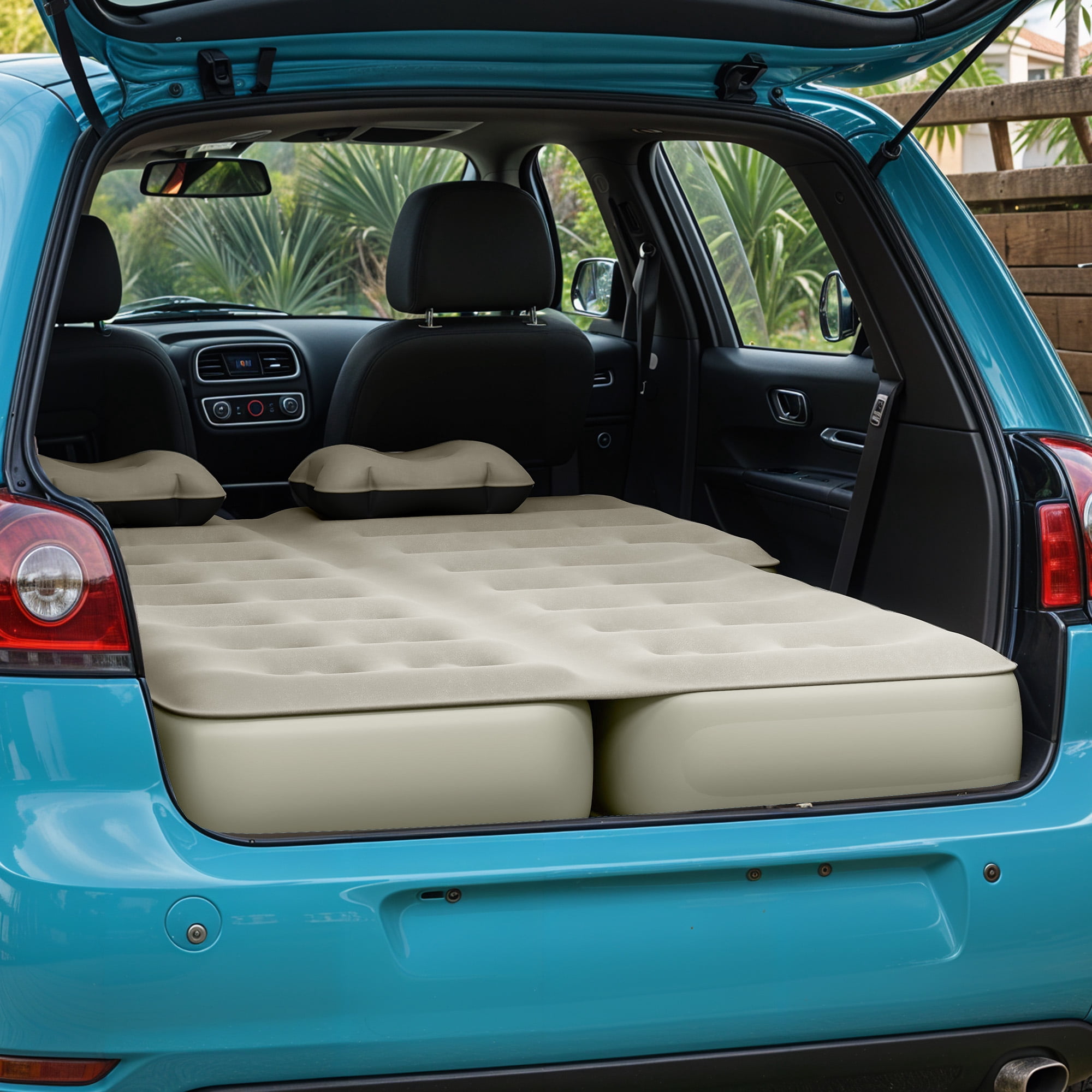 Uforic Inflatable Car Air Mattress with Pump, Portable SUV Air Bed with Pillows for Camping, Home, Travel, Gray