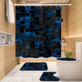 thumbnail image 2 of Debonair 4 Pcs Bathroom Shower Curtain Set,Durable Bathroom Decor Set with Rugs(Bath Mat,U Shape and Toilet Lid Cover Mat) and 12 Hooks, 3D Cubes Modern Bathroom Sets, 2 of 6
