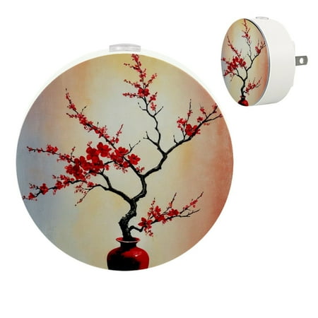 

YZUOUZY Night Lights Plug into Wall Lamps for Bedroom Small Bedside Lamps Set of 2 Branch Plant Flowers Plum Blossom