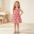 thumbnail image 6 of Girls Strawberry Print Sleeveless A-Line Summer Sundress Multicolor,Size 2-3 T, 6 of 7