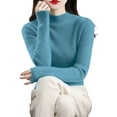 thumbnail image 2 of Yigetop Chandail à Col, pour Femmes et Hiver Couleur Unie Rétro Ajusté Demi-Col Montant Chandail à Enfiler Chandail de Base Col Roulé Chandails pour Femmes Bleu Pâle 2TG, 2 of 5